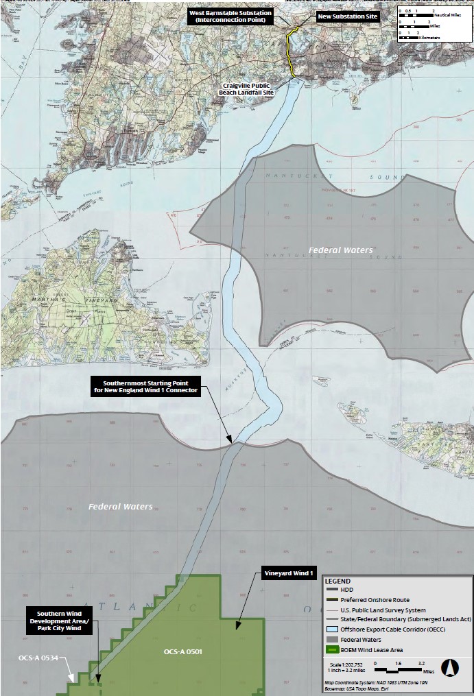 New England Wind 1 Cable Route Map